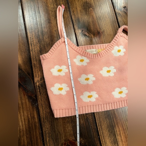 Altar’d State Floral Pink Knit Crop Top, size M, summer, midriff, pastel, GUC - Picture 5 of 6